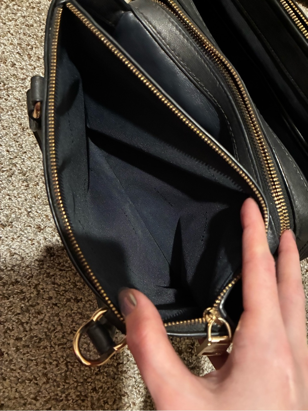 Coach Brooklyn Carryall 28 Black Pebbled Leather Purse Gold Hardware - NO STRAP - Picture 11 of 16